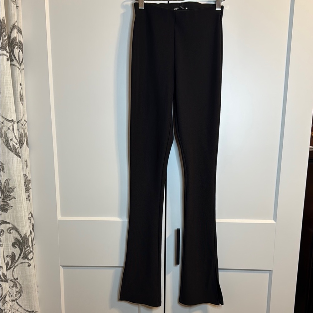 Zara Black Flare Boot Cut Pants with Wide Waistband